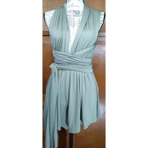 🌈 Yoin Your Inspiration Olive Green Chiffon Wrap Romper Size XS